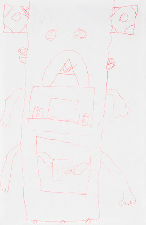 tekening van een van de leerlingen van klas 4 van een mens machine