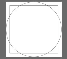 het vierkant en de cirkel. Dezelfde oppervlakte.