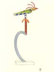 kleurpotloodtekening  een vogel op een hefboomsleutel een ontwerp voor het flevoziekenhuis